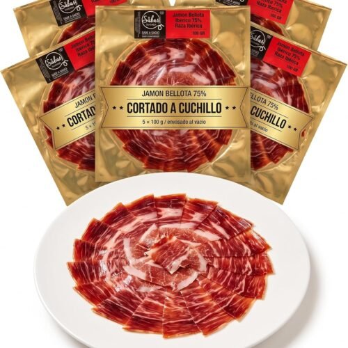 Plato de jamón Sabas presentado en forma de abanico