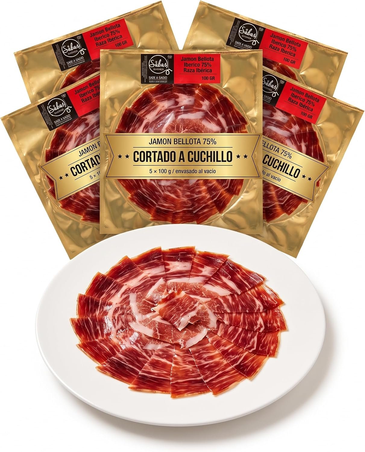 Plato de jamón Sabas presentado en forma de abanico