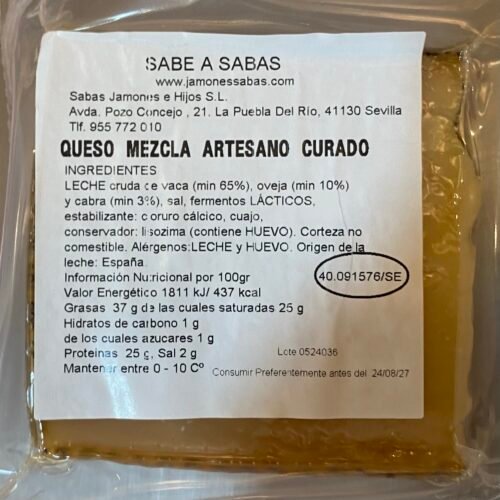 QUESO MEZCLA ARTESANO 2 PIEZAS DE 250 GR.