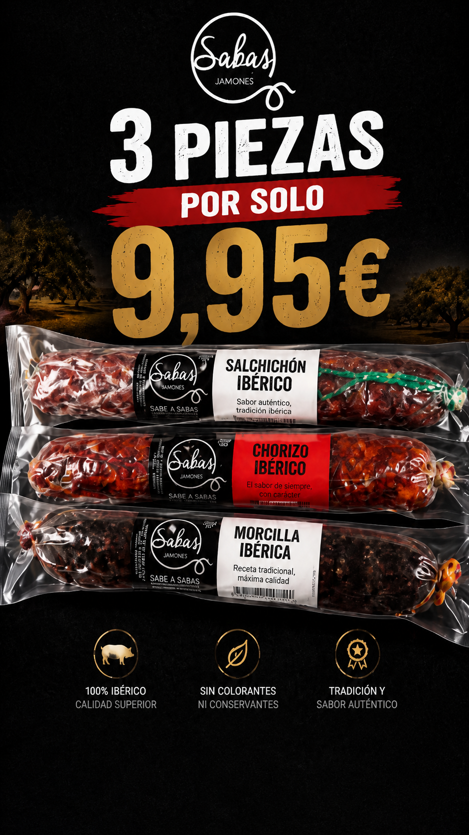 Selección de embutidos y productos Sabas