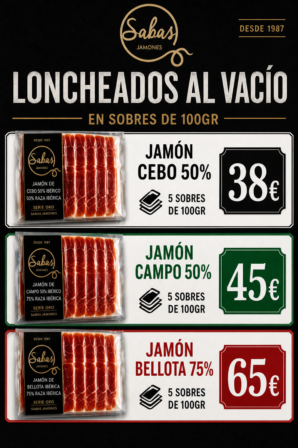 Loncheados al vacío de Sabas Jamones en la Feria de Estepona 2026
